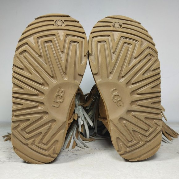 UGG Girls Classic Short ll Fringe Chestnut Suede Boot Youth Size 12 - Picture 5 of 14